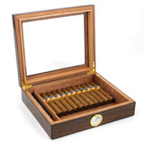 Custom Modern Spanish Cedar Wooden Shelves Cigar Humidor Made in China with Glass Desktop Lacquer Technics