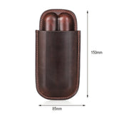 Factory Price Portable Genuine Leather Cigar Box Travel Humidor Holder 2 Tube Cigar Case Leather