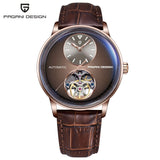 PAGANI DESIGN PD-1796 Automatic Mechanical Men Watches PU Leather Strap 100M Waterproof Timepiece Fashion Wristwatch for Men