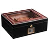 Handmade Modern Luxury Cedar Wood Lacquer Cigar Humidor with Humidifier Hygrometer Glass Top