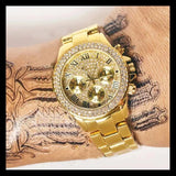 Surprise Price Luxury Quartz Watch Men Rhinestone Hop Steel Diamonds Gold Women's Watch