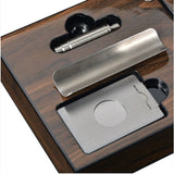 Cenicero Cortador Perforador de Cigarros Plegable Portátil con Acabado de Madera y Pintura de Piano Caja de Regalo Accesorios de Lujo para Cigarros Humidor Caja de Cigarros