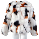 Winter women's new faux fox round neck short plus size jacket