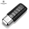 CIGARLOONG Étui à Cigares en Acier Inoxydable Humidor Anti-pression Cuir de Luxe Humidification Portable Humidor de Voyage