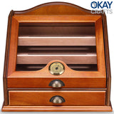 Humidor de puros de fibra de carbono lacada, cedro español de alta calidad, caja hecha a mano, estuche de escritorio vintage, humidificador, puros multicapa