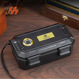 Portable Travel Cigar Case Humidor Box with Hygrometer Humidifier Airtight Design Holds 10 Cigars for Outdoor Use