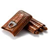 Wholesale Personalized Portable Cigar Travel Box Customized Tobacco Storage Tube Leather Cigar Humidor Case with Cutter