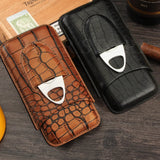 Wholesale Personalized Portable Cigar Travel Box Customized Tobacco Storage Tube Leather Cigar Humidor Case with Cutter