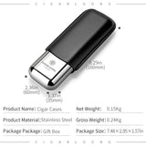 CIGARLOONG Étui à Cigares en Acier Inoxydable Humidor Anti-pression Cuir de Luxe Humidification Portable Humidor de Voyage
