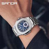 SANDA Business Classics Men Watch Luxury Fashion Quartz Wristwatch Male Stainless Steel Strap Waterproof Calendar Watch 7020