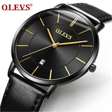 2025 Sports Wrist Watch OLEVS Luxury Men's Quartz Analog Display Date Watches Casual Genuine Leather Swim Watch Thin for Men