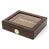 Custom Modern Spanish Cedar Wooden Shelves Cigar Humidor Made in China with Glass Desktop Lacquer Technics
