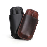 Factory Price Portable Genuine Leather Cigar Box Travel Humidor Holder 2 Tube Cigar Case Leather