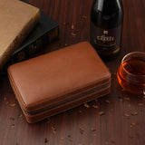 Custom Personalized Gift Waterproof 4-Finger Portable Travel Wood Tray Holder Leather Cigar Cases/Humidors Box Bag