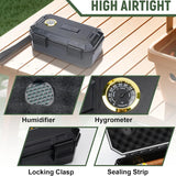 Portable Travel Cigar Case Humidor Box with Hygrometer Humidifier Airtight Design Holds 10 Cigars for Outdoor Use