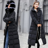 Women's Thickened Long down Cotton Jacket Winter Hot Sale Of The Season Korean Style Large Fur Collar Slim Fit Coat with Belt...