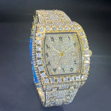 Luxury Iced Out Watch for Mens Brand MISSFOX Hip Hop Square Diamond Quartz Watch Fashion Sports Silicone Strap Tonneau Clock Man