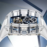 BONEST GATTI Men Automatic Watch Tonneau Mechanical Wristwatch Crystal Case Rubber Strap Watches For Men