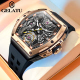 GELATU Men's Watches Trend Fashion Hollow Out Self-winding Automatic Mechanical Wristwatch Sapphire Mirror Waterproof Luminous