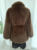 2025 Women's Winter New Imitation Fox Fur Grass Coat Medium Long Style with Large Collar and Loose Plush Coat