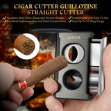 Cigar Cutter Guillotine 4 in 1 Straight Cut V Cutter with Cigar Punch Cigar Draw Enhancer, Stainless Steel Blade Cigar Clippers
