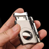 Cortador de Puros Portátil V-Cut Doble Punzonado Tijeras de Acero Inoxidable Accesorios para Fumar Regalo para Hombre