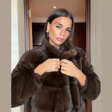 Women's Turn-collar Long-sleeved Faux Fur Jacket Autumn Winter Soft Warm Coat Commuter Clothing 2025 Women's New Casual Clothes