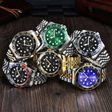 Men Famous Brand Watches Students Boys Fashion Stainless Steel Band Casual Calendar Quartz Watch Green Relogios Masculinos 2024