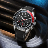 New fashion vintage men's watch Panda Three-Eye timing Wristwatch Multi-functional Business calendar luminous waterproof clock