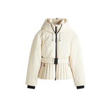 Hooded Skiing Coats Women Stand Collar Belts Pleated Zippers Full Sleeve Thicken Cotton Jacket 2025 Winter Lady Outwears New
