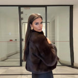 Women's Turn-collar Long-sleeved Faux Fur Jacket Autumn Winter Soft Warm Coat Commuter Clothing 2025 Women's New Casual Clothes