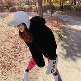 Chic Hooded Warm Loose Faux Rabbit Fur Jacket Winter Women Clothing Thick Zipper Fur Coat Korean High Quality Luxury Coat Design