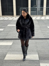 2025 Women's Winter New Imitation Fox Fur Grass Coat Medium Long Style with Large Collar and Loose Plush Coat