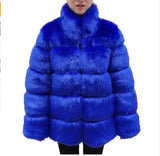 Women Faux Fur Fox Coats Short Coat Jackets Elegant Autumn Winter Jacket Furry Outerwear Elegant Splice Thick Warm Coffe Coats
