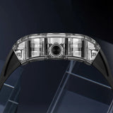 BONEST GATTI Men Automatic Watch Tonneau Mechanical Wristwatch Crystal Case Rubber Strap Watches For Men