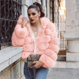 Women Faux Fur Fox Coats Short Coat Jackets Elegant Autumn Winter Jacket Furry Outerwear Elegant Splice Thick Warm Coffe Coats