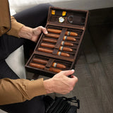 Genuine Leather Cigar Humidor with Hygrometer Humidifier Cowhide Cigar Moisturizing Case Box Portable Cigar Storage Case Box