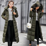 Women's Thickened Long down Cotton Jacket Winter Hot Sale Of The Season Korean Style Large Fur Collar Slim Fit Coat with Belt...