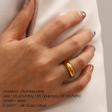 eManco Smooth Rounded Corners Metallic Stainless Steel Temperament Ladies Rings Christmas Gift Jewelry Wholesale