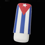 Estuche de cuero creativo para puros, humidificador portátil de 2 o 3 dedos, equipaje de mano, bolsa/caja de tabaco, humidificador de recuerdos al aire libre con bandera cubana