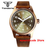 Tandorio Real Cusn8 Bronze Watch for Men 20Bar Waterproof Automatic Pilot Watch Vintage Wristwatch NH35A PT5000 Military Relojes
