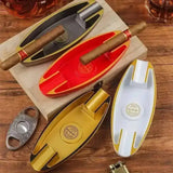 Jifeng Cigar Ashtrays Luxury Cigar Accessories Melamine Resin Portable Lightweight Ash Tray with 2 Slots for Cigar Smoking