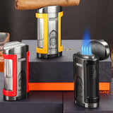 LUBINSKI Torch Lighter Windproof Jet Gas Cigar Lighter Top Cigar Holder Smoking Gift Set With Gift Box