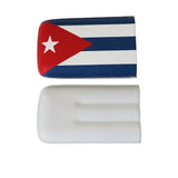 Estuche de cuero creativo para puros, humidificador portátil de 2 o 3 dedos, equipaje de mano, bolsa/caja de tabaco, humidificador de recuerdos al aire libre con bandera cubana