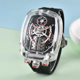 2025 new transparent waterproof men's quartz watch, unique hollow wine barrel shaped leisure watch
