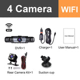 Car DVR HD 1080P 4-Lens Dash Cam 360° All Sides Car Camera Wifi Video Driving Registrator Night Vision Dash Cam Car Gift TF Card