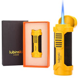 LUBINSKI Torch Lighter Windproof Jet Gas Cigar Lighter Top Cigar Holder Smoking Gift Set With Gift Box