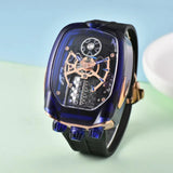 2025 new transparent waterproof men's quartz watch, unique hollow wine barrel shaped leisure watch