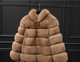 Women Faux Fur Fox Coats Short Coat Jackets Elegant Autumn Winter Jacket Furry Outerwear Elegant Splice Thick Warm Coffe Coats