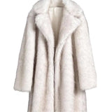 Gradient Winter Women's Long Fur Jacket Lapel Collar Faux Fox Outwear For Lady Comfortable Hair Thickened Female's Eco Fur Coat